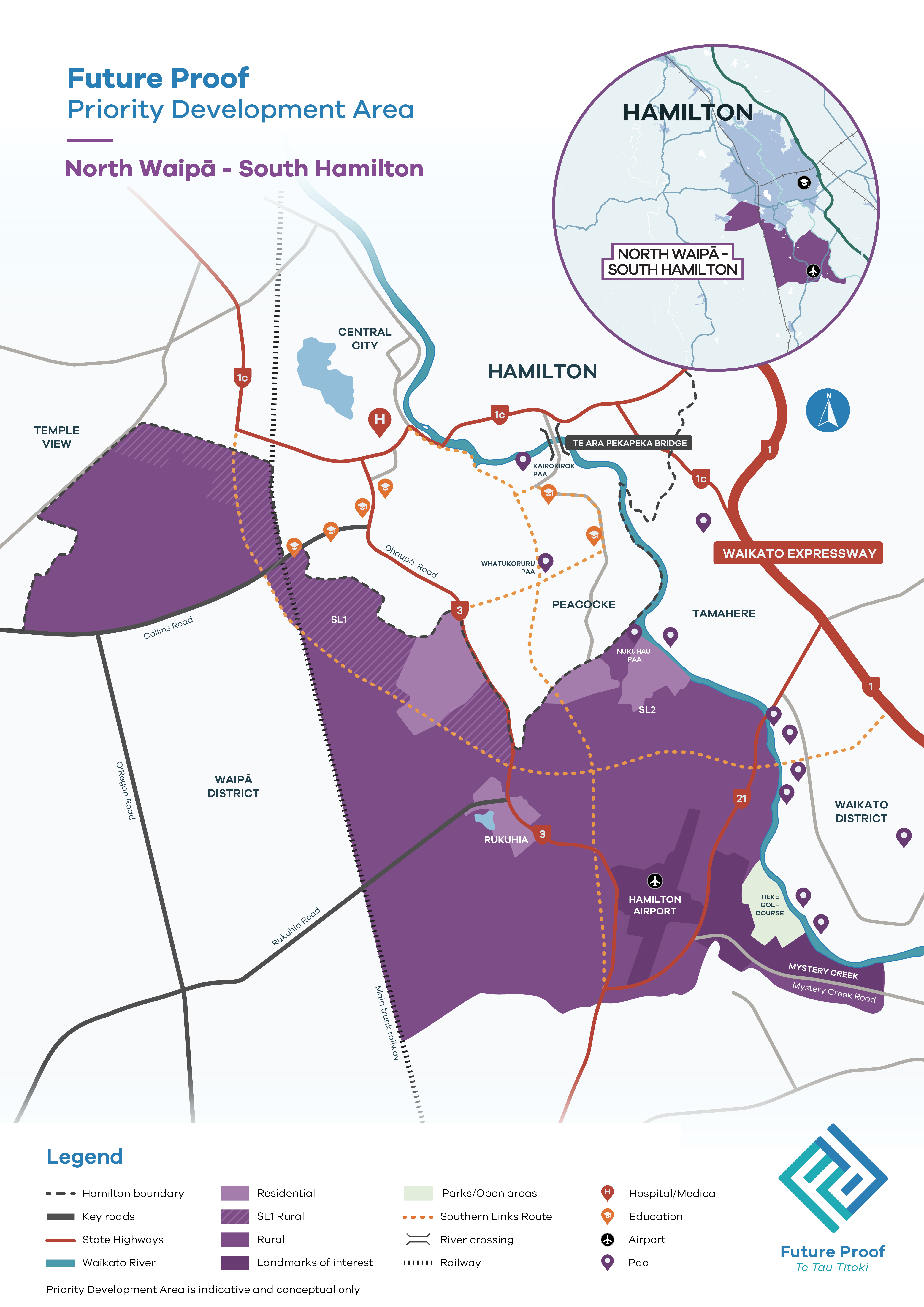 Map - Future Proof Priority Development Area - North Waipā and South Hamilton