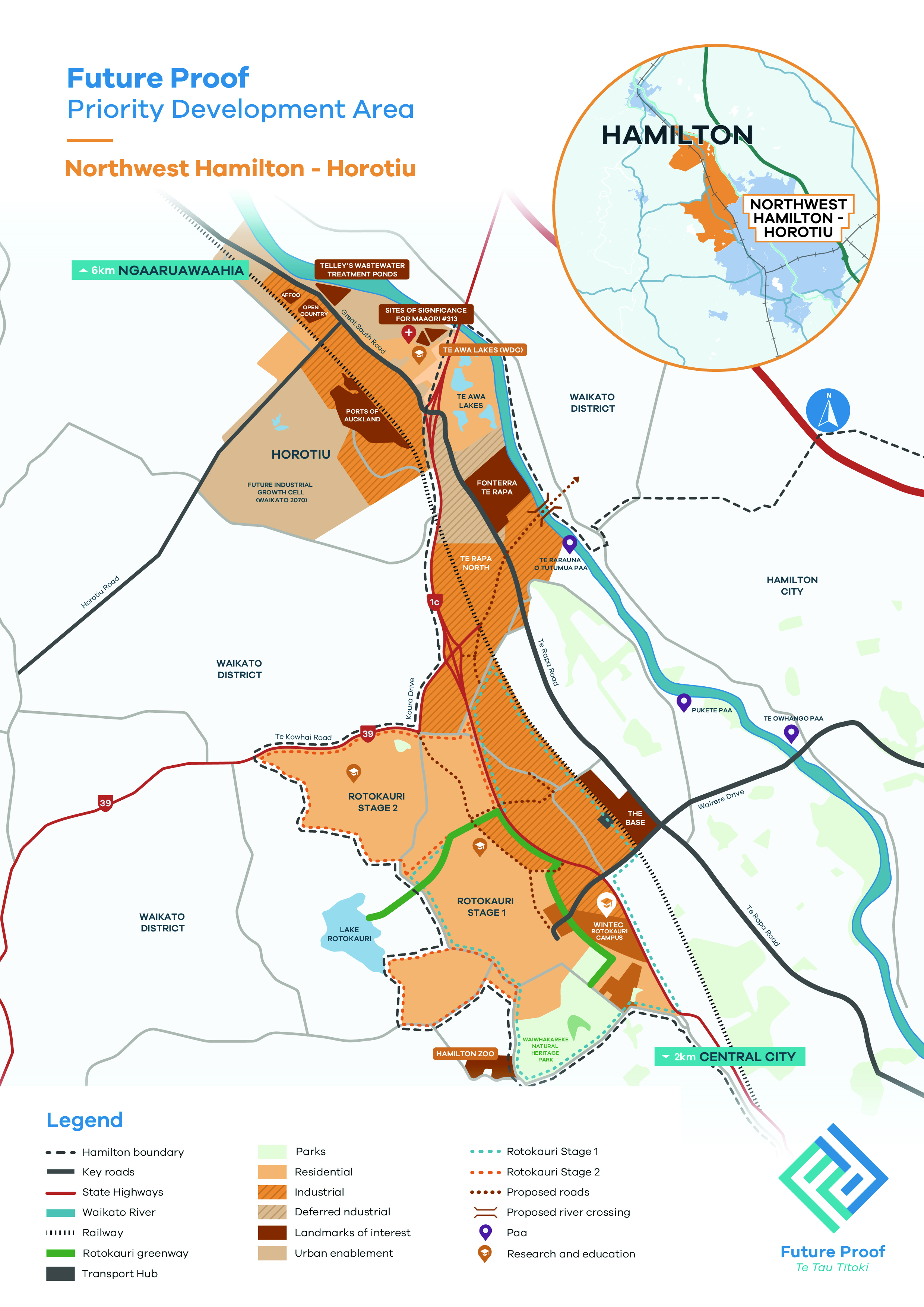 Map - Future Proof Priority Development Area - Northwest Hamilton Horotiu